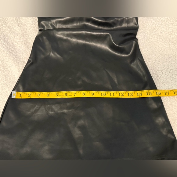 NWT MICAS Faux Leather Asymmetrical Twist Knot Zipper Mini Dress - Picture 15 of 16